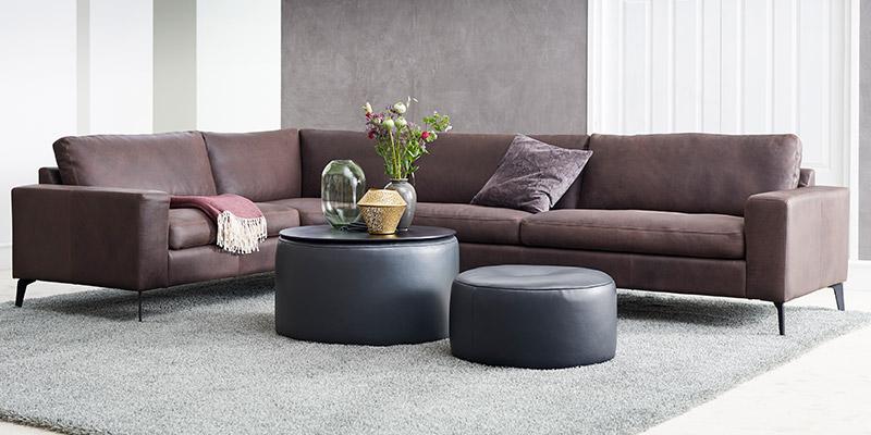 Symfoni sofaopstilling i mørkt læder