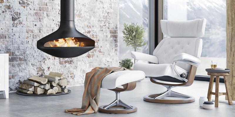 Stressless skyline drejelænestol i hvid læder