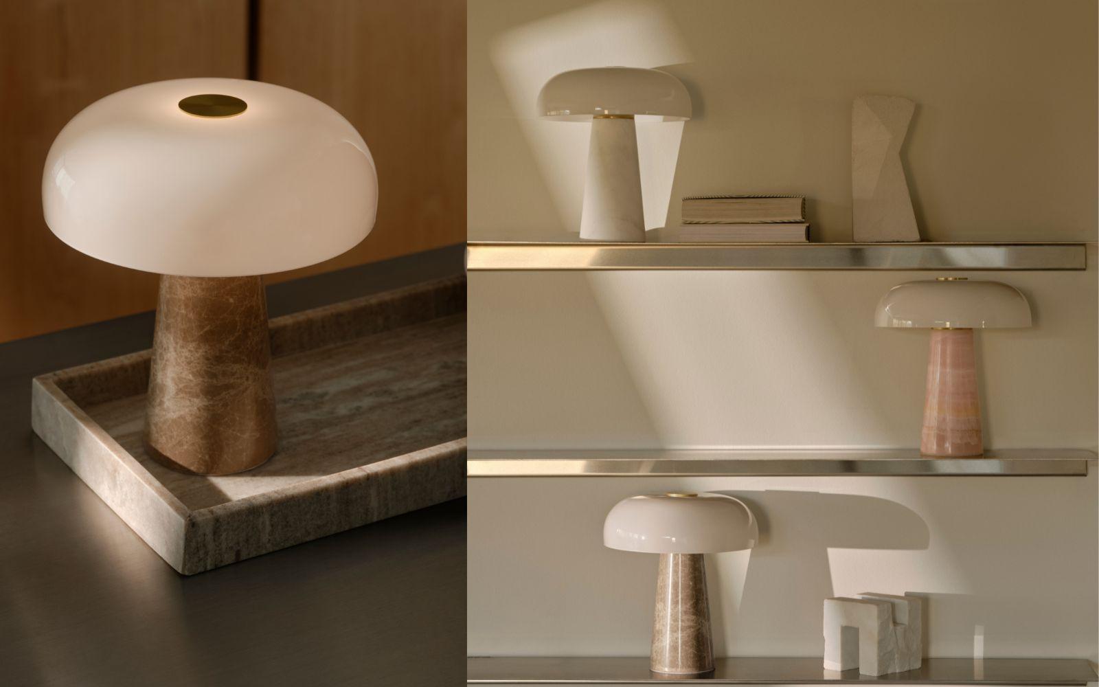 Gulvlampe med stor glaskupe